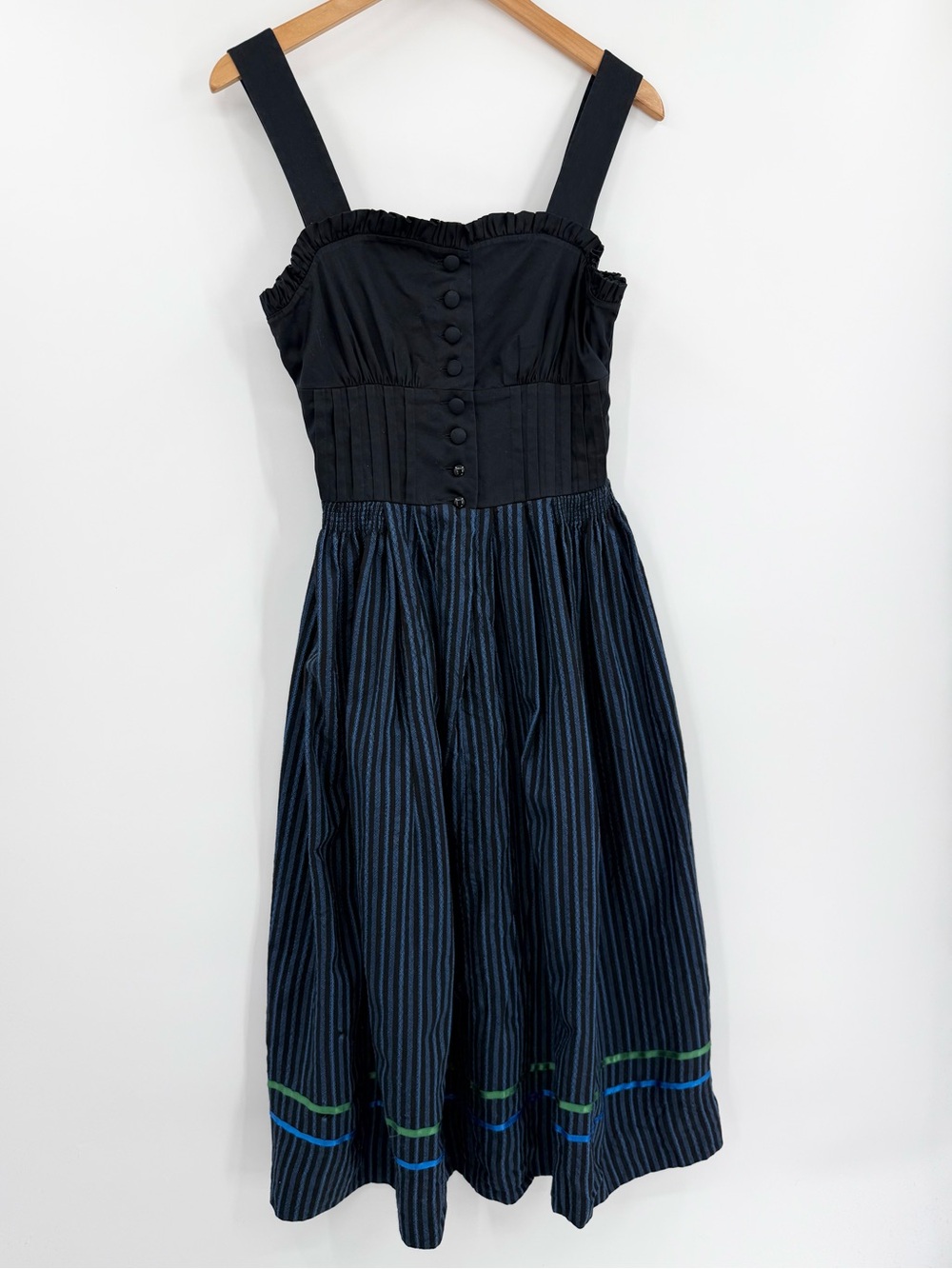 Sportalm Kitzbühel Vintage Corset Dirndl Midi Dress | Black | 38 (Small)
